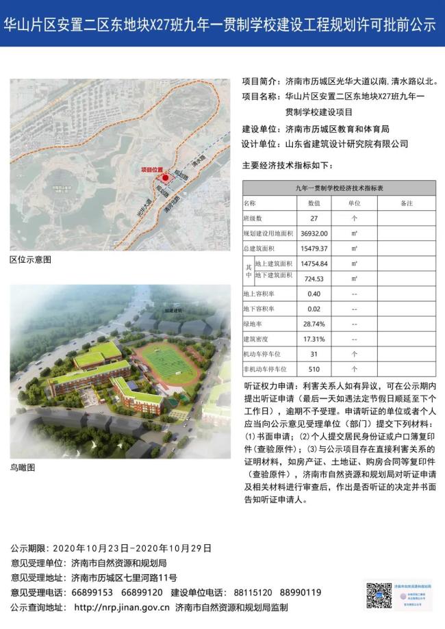 华山片区安置二区东地块九年一贯制学校规划出炉